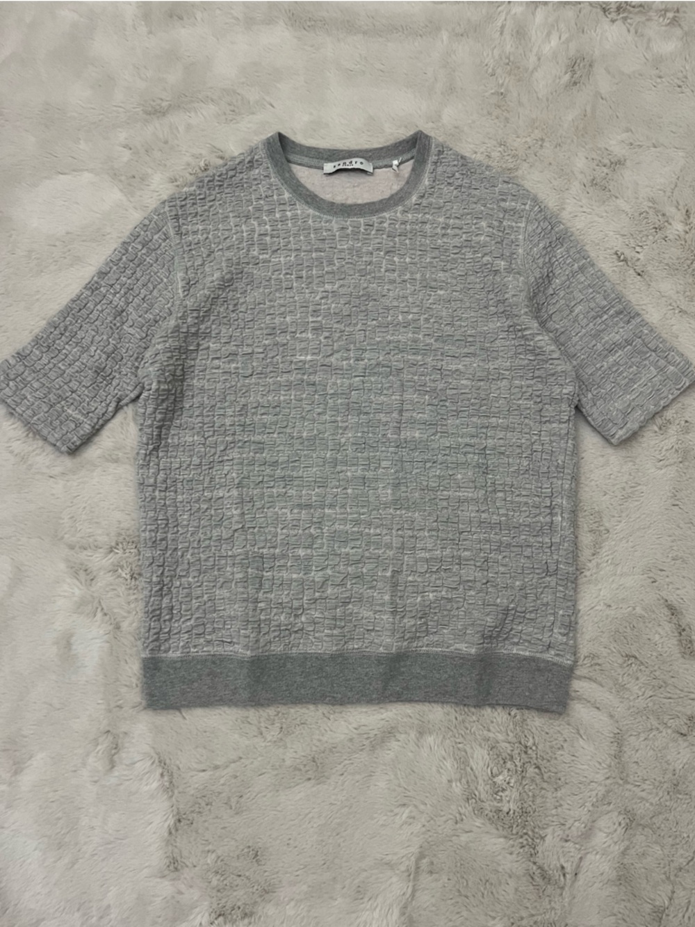 Sandro Paris Gray Textured Short Sleeve Sweater Top Size 3 (US L)